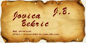 Jovica Bekrić vizit kartica